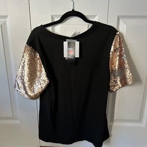 JACKSONVILLE JAGUARS GLAMAZON SHORT SLEEVE TOP WITH LINED FLIP-SEQUIN SLEEVES -